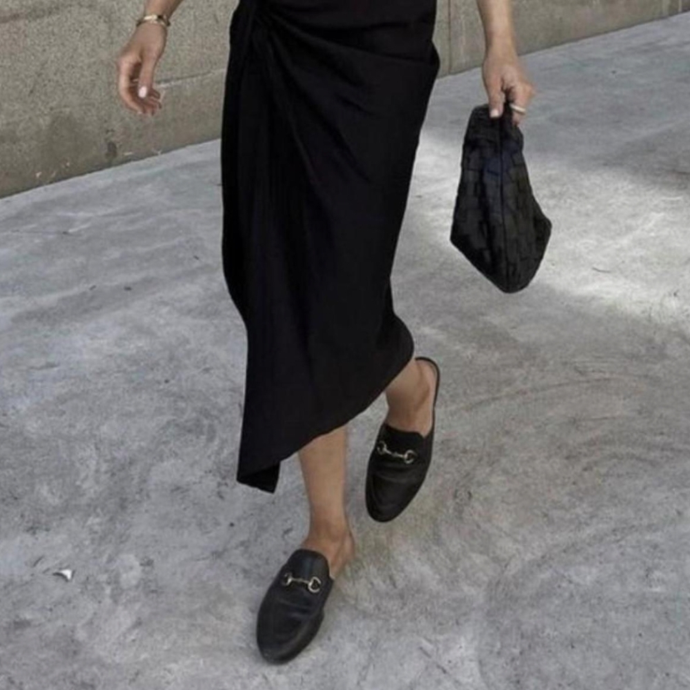 Black Loafers With Gold Buckle